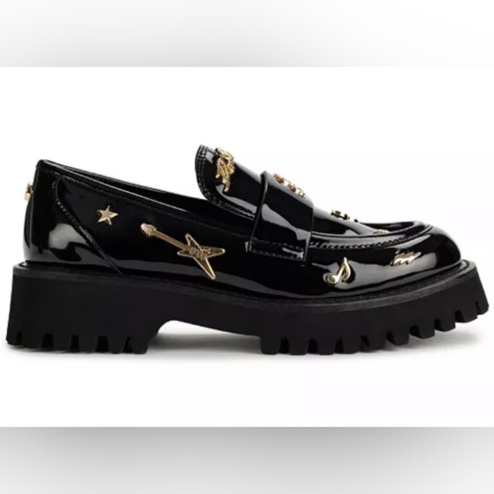 KARL LAGERFELD PARIS Gaston Rocker Almond Toe Patent Leather Lug Loafers Size 8 - Picture 2 of 11